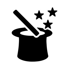Magician hat icon with transparent background symbolizing magic performance and illusionist accessories
