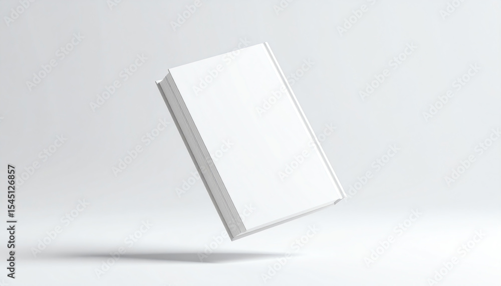 Aufkleber a floating blank book against a minimalist background, showcasing a simple yet elegant design perfec
