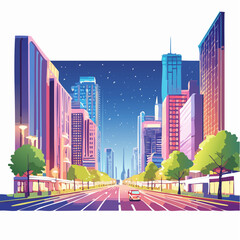 night of the neon street at the downtown in Shinjuku Tokyo wide shot