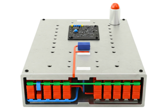 Complex electronic circuit board with various components isolated on a transparent background - Powered by Adobe