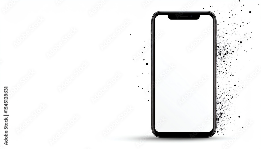 Poster a sleek smartphone on a minimalist background with a splash effect, emphasizing modern design and te