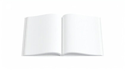 Naklejka premium An open, blank book on a white background, symbolizing creativity, ideas, and the potential for writing or drawing