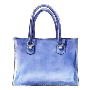 watercolor vector of Handbag, isolated on a white background.