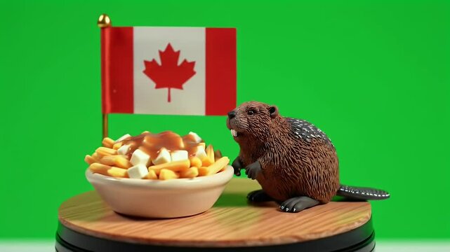 Celebrate Canada Day Festive Poutine Footage and Beaver Charm