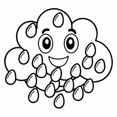 Fototapeta premium Happy Cloud Raining Jelly Beans Coloring Page Printable And Fun Outline