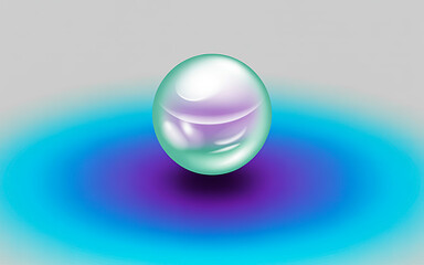 Abstract colorful 3D spheres and bubbles on a shiny background