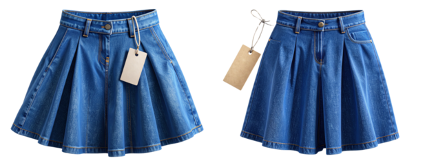 Hanging denim mini skirt on bohemian wall hook with natural textures Transparent Background PNG