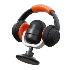 black and red Podcast 3d icon illustration