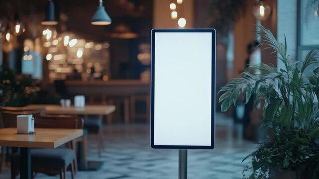Blank digital display in a cafe