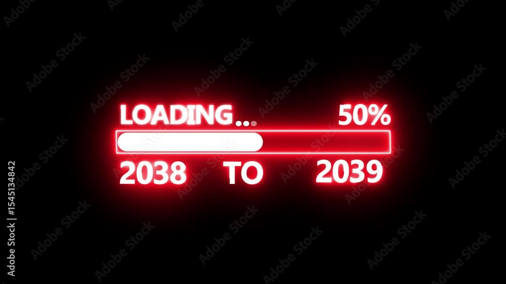 Poster new year 2039 loading bar animation. year changing from 2038 to 2039 concept. loading bar from 2038 