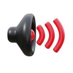 black and red Sound On 3d icon illustration