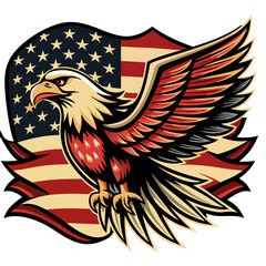 American bald eagle soaring with patriotism