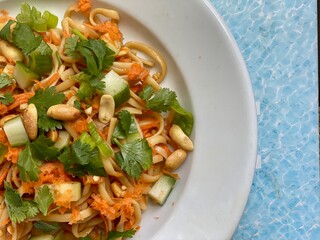 Asian Noodle Salad with Fresh Herbs and Peanuts
