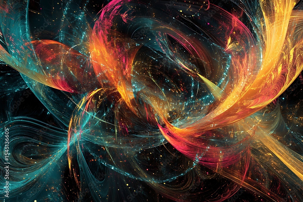 Poster abstract energy waves with vibrant colors create a dynamic and mesmerizing visual experience
