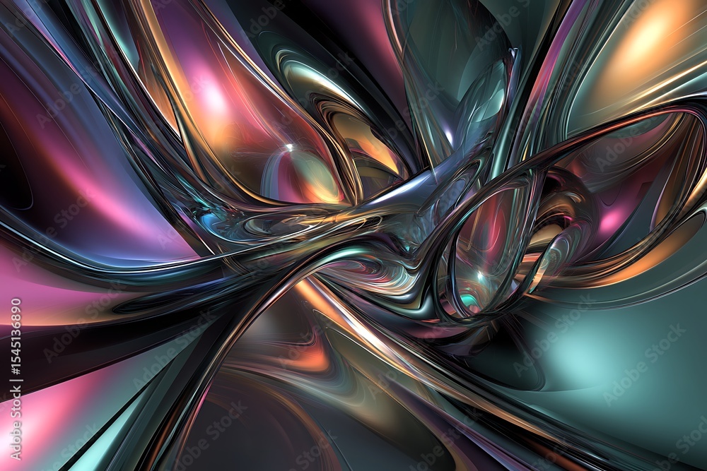 Aufkleber abstract flowing lines background with vibrant colors, dynamic design, and smooth gradients