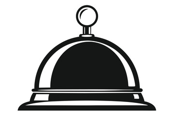 Black and White Illustration of a Hotel Service Bell Isolated Silhouette