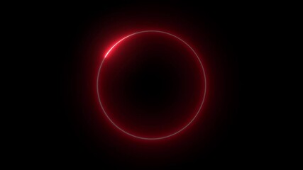 circle animation neon light on black background.abstract glowing neon line cyan color circular lens animation neon light on black background, vertical design - Powered by Adobe