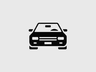 Obraz premium Black Car Icon Front View Simple Minimalist Design