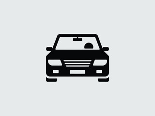 Black Silhouette Car Icon Front View Driver Inside