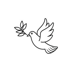 dove and flower vector illustration art icon