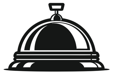 Bold Black and White Illustration of a Hotel Service Bell for Concierge Assistance