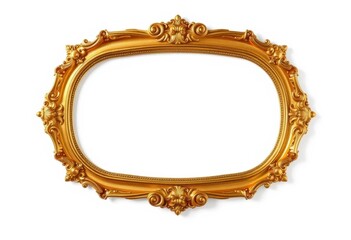 Elegant golden frame, vintage style, isolated on white background,  gold,  isolated