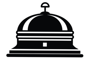 Black and White Illustration of a Bellhop Hotel Service Bell Silhouette Image