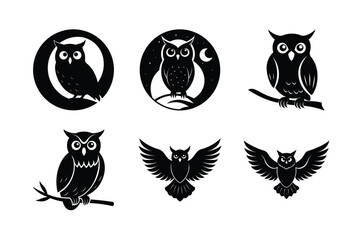 Creative silhouette set of wild bird figures Silhouette Vector illustration