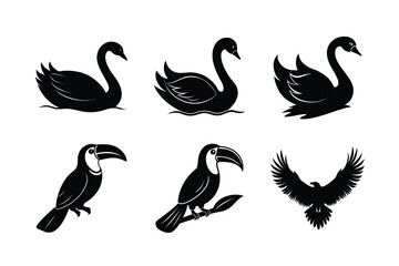 Natural bird outlines for creative use art Silhouette Vector illustration