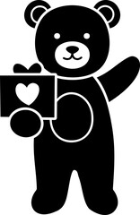 little teddy bear holding a gift box valentine silhouette vector.
Cute Bear holding a gift box illustration.
For celebrating Valentine's Day, wedding or birthday.
Valentine's Day icon element.
