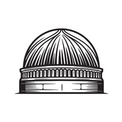 Obraz premium Elegant black and white vintage art silhouette of a classical dome architecture design