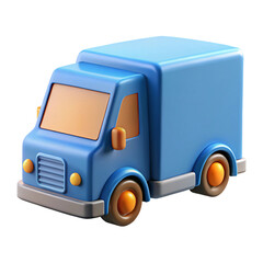 Cartoon delivery truck icon isolated on transparent background