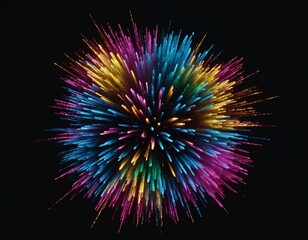 Colorful fireworks explode brightly across the night sky, a vibrant celebration of light and color