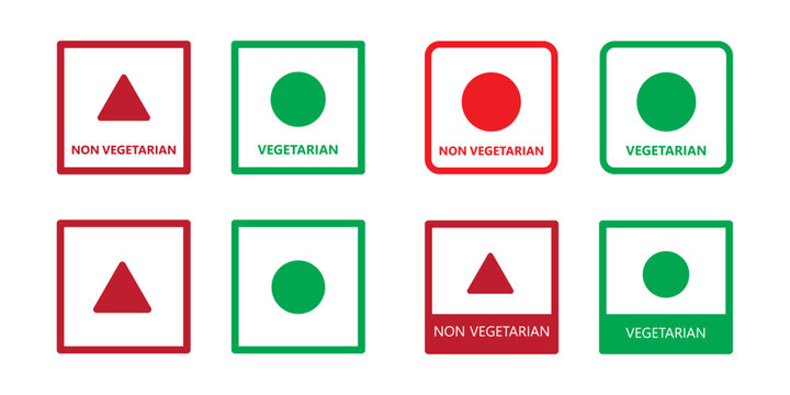 Veg Non-Veg Icons. colorful veg and non-veg symbol.
