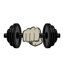 Vector hand holding dumbbell
