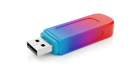 Colorful Usb Flash Drive on White Background Digital Storage Device