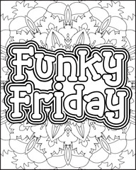 Obraz premium Motivational Weekly Name Coloring Page for Adults. 7 Days Name Coloring Page