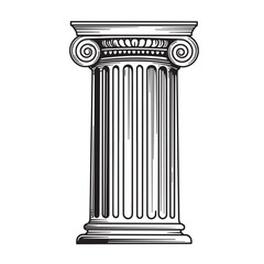 Obraz premium Vector illustration of a detailed vintage art silhouette ionic column isolated on white background