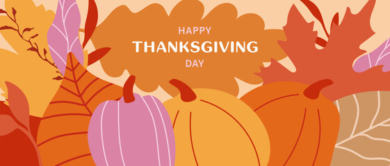 Happy Thanksgiving Day greeting for seasonal card, banner, or poster design.