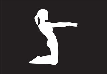 Slim sportive young woman & man doing yoga & fitness exercises. Healthy lifestyle. Exercise and fitness icons. Gym and Workout Set. Person Yoga exercises poses. Lunges, Pushups, Squats, Dumbbell rows,