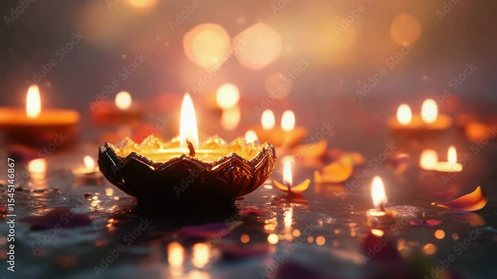 Poster a lone candle sits amidst a vibrant field of flowers, perfect for adding warmth and ambiance to any 