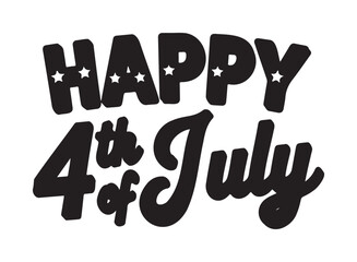 Happy 4th of July Lettering Silhouette with Stars
