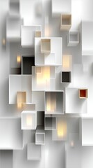 Abstract White Cubic Grid Design with Golden Accents