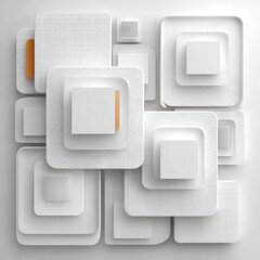 Abstract White Geometric Squares 3D Wall Pattern