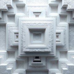 Abstract White Geometric Tile Pattern