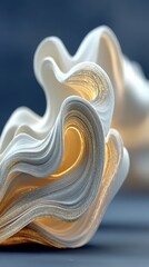 Abstract White Geometric Waves with Smooth Flow and Subtle Glow