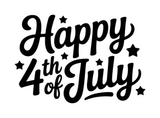 Happy 4th of July Script Lettering Silhouette with Stars
