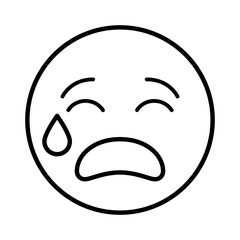 Crying face emoji line art
