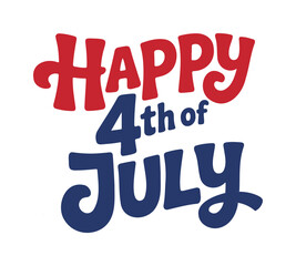 Happy 4th of July Playful Red and Blue Lettering Graphic
