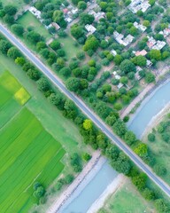 Aerial View of Eid Prayer and Qurban Crowd near a River